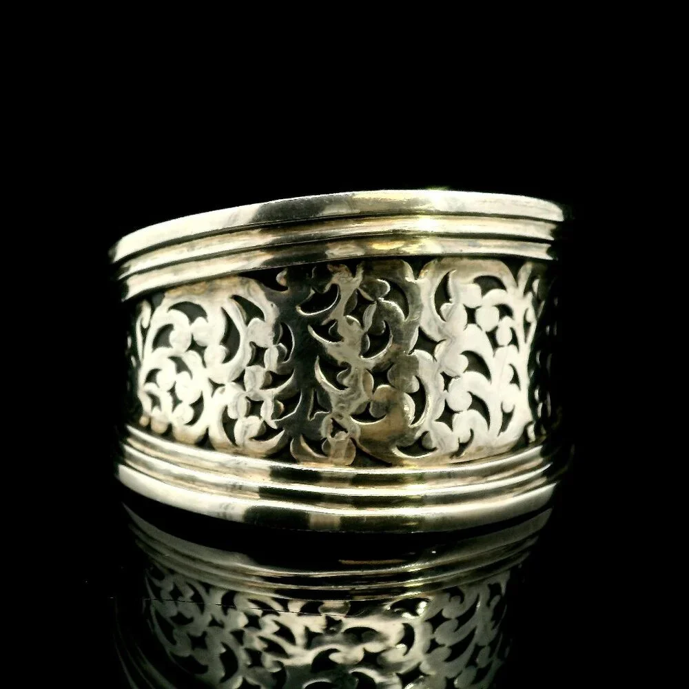 Lois Hill Wide Sterling Silver Filigree Cuff Bracelet – Artisan Scrollwork - Picture 1 of 4